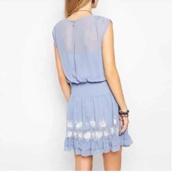 🌸🌼 Free People Garden Sky Blue Embroidered Dress. Size XS. NWT - Picture 6 of 9